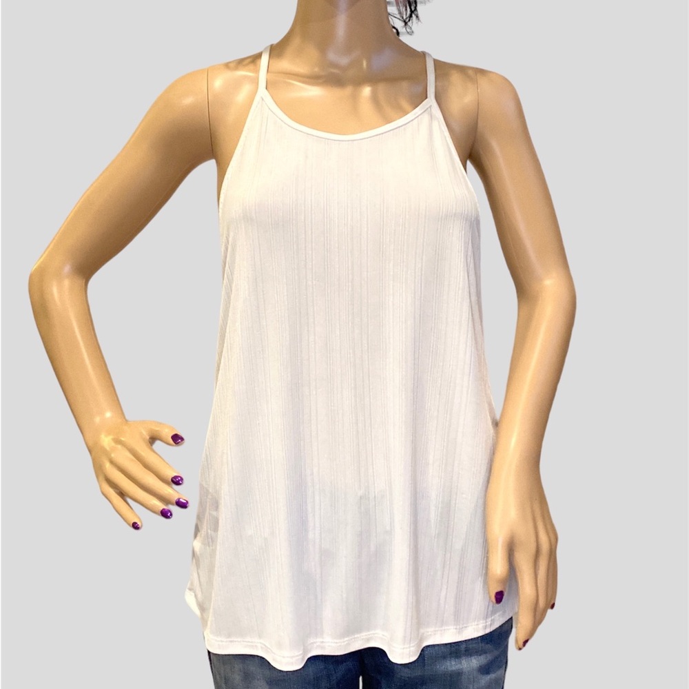 Free People Intimately FP Ribbed High Neck Racerback Tank Top Cami Sz Medium EUC